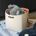 Set of 2 Oatmeal Beige Cube Storage Bins