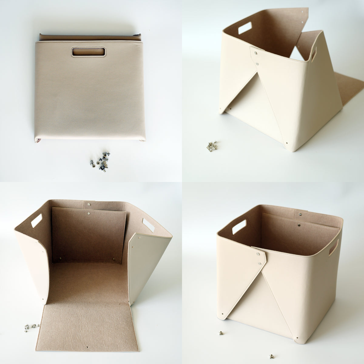 Set of 2 Oatmeal Beige Cube Storage Bins