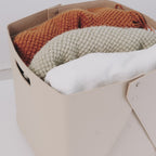 Set of 2 Leather Brown Cube Storage Bins
