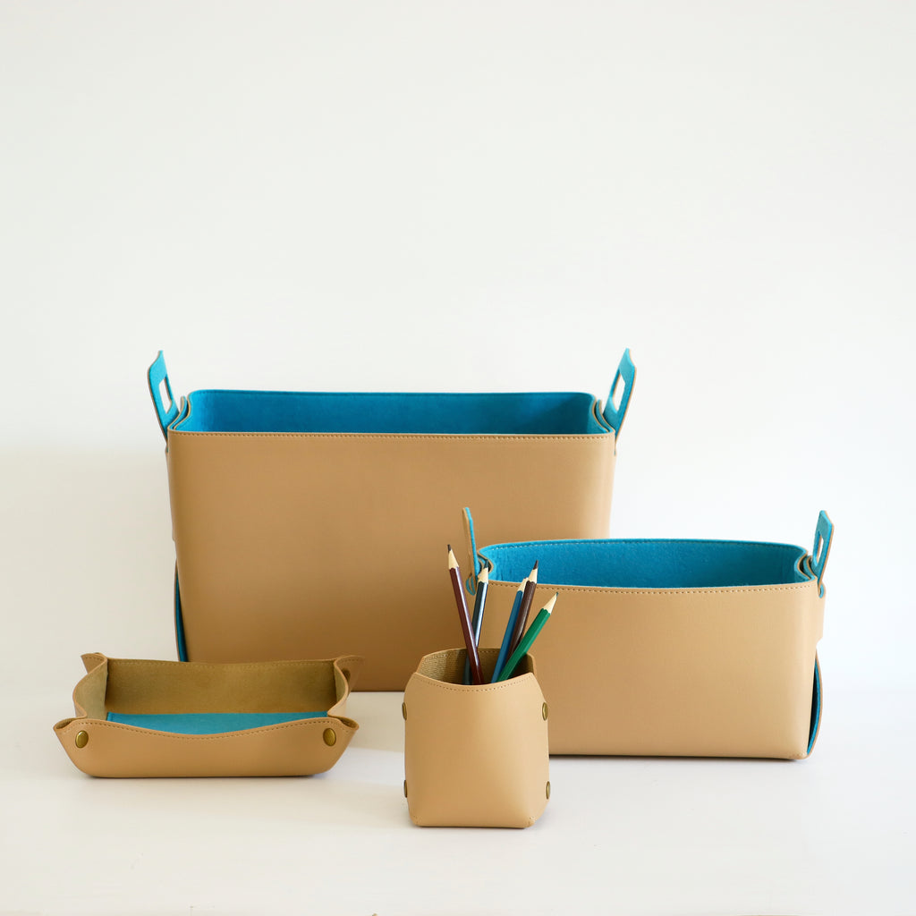 Vegan Leather Storage Set of 4