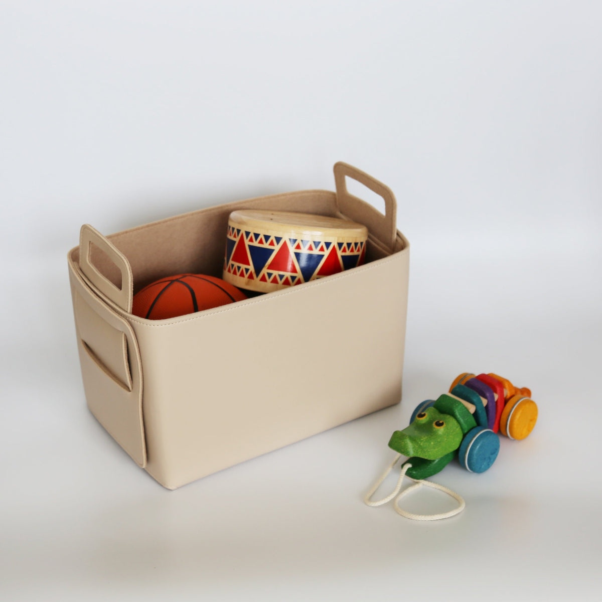 Set of 2 Oatmeal Beige Foldable Storage Basket