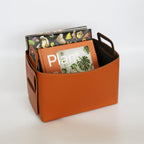 Set of 2 Leather Brown Foldable Storage Basket